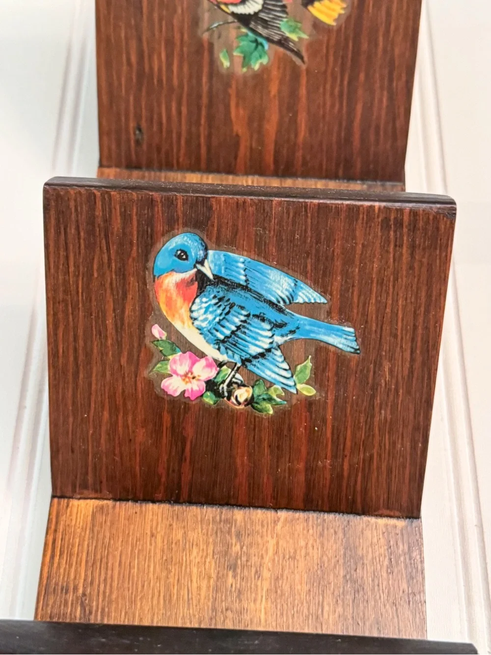 Vintage Wooden Bird Mail Organizer